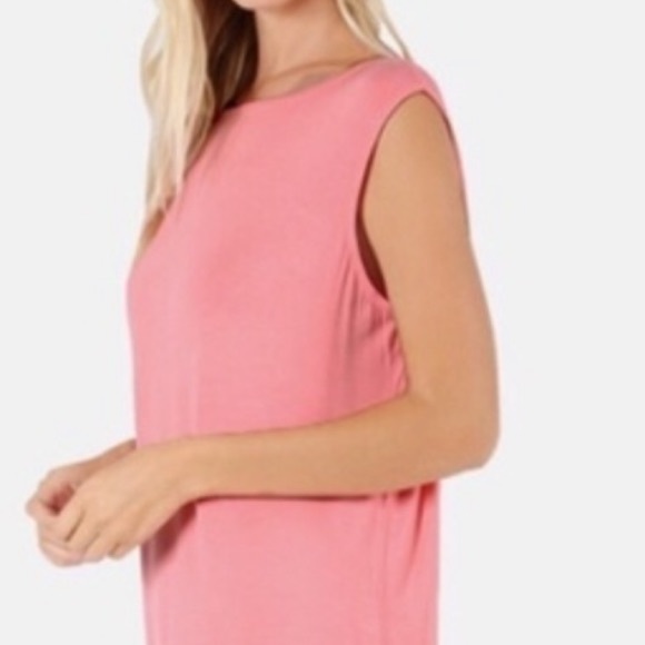 Rayon Knee Length Tank Dress Pink - Picture 3 of 4